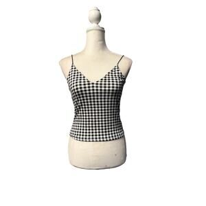 gaze white Black gingham tank top sz m